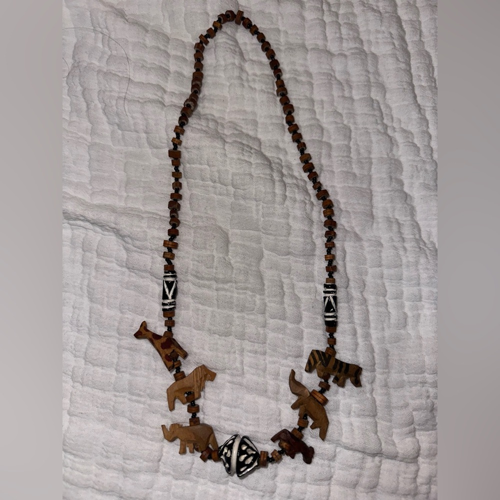 Handcrafted Brown Wooden Animal Pendant Necklace - Women Jewelry